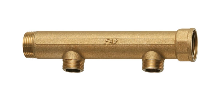 Коллектор FAR FK 1" (ВР-НР) с 2 отв. 3/4" НР (межосевой 100 мм)