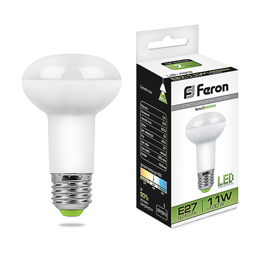 Лампа светодиодная Feron E27 11W 4000K Груша Матовая LB-463 25511