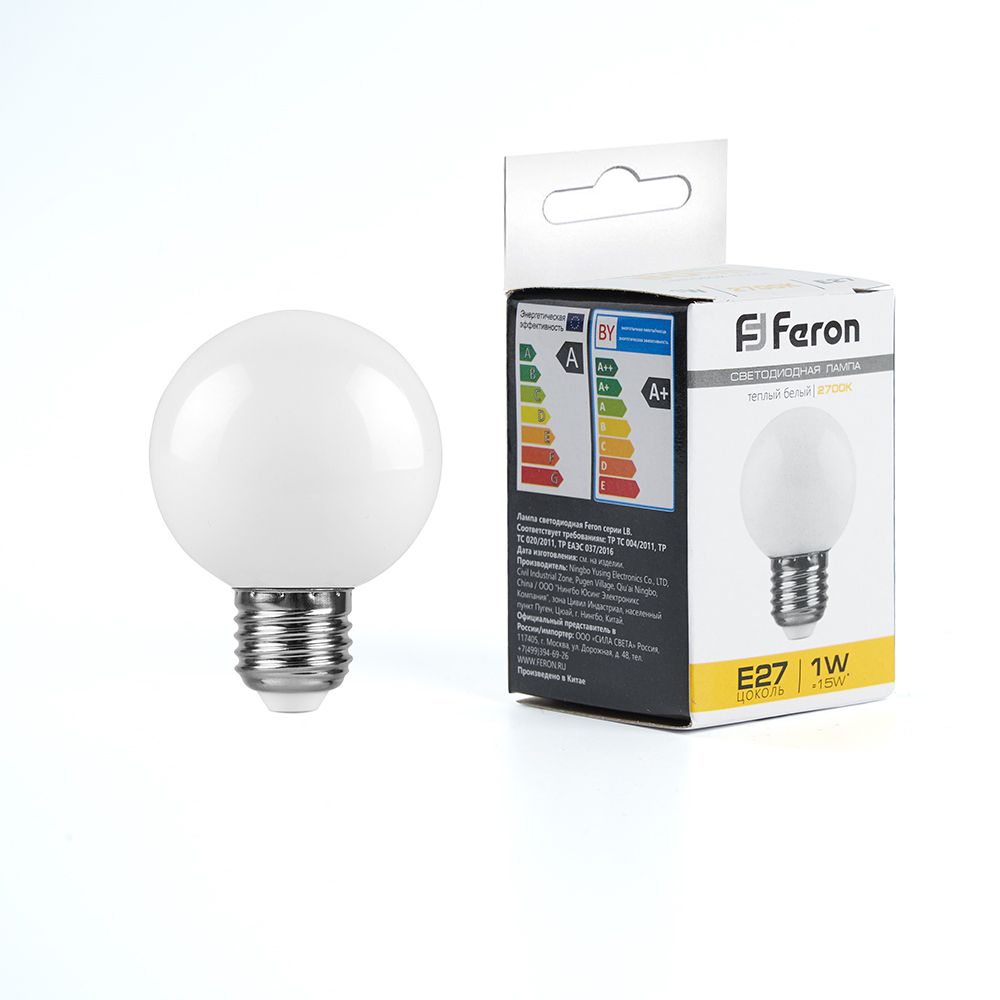Лампа светодиодная Feron E27 1W 2700K матовая LB-37 25878