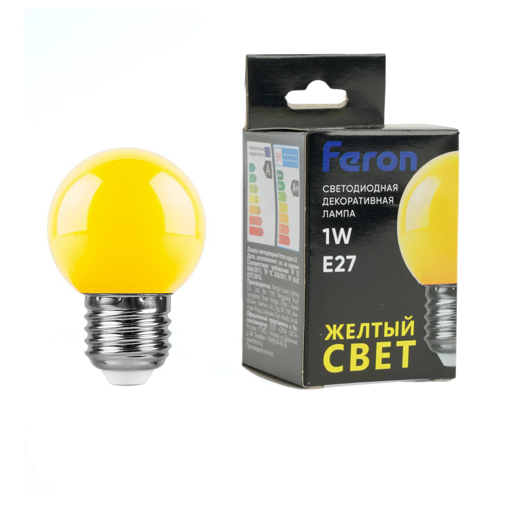 Лампа светодиодная Feron E27 1W желтая LB-37 25879