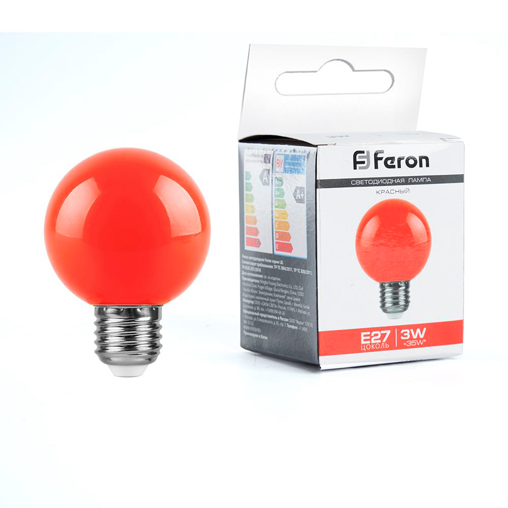 Лампа светодиодная Feron E27 3W красная LB-371 25905