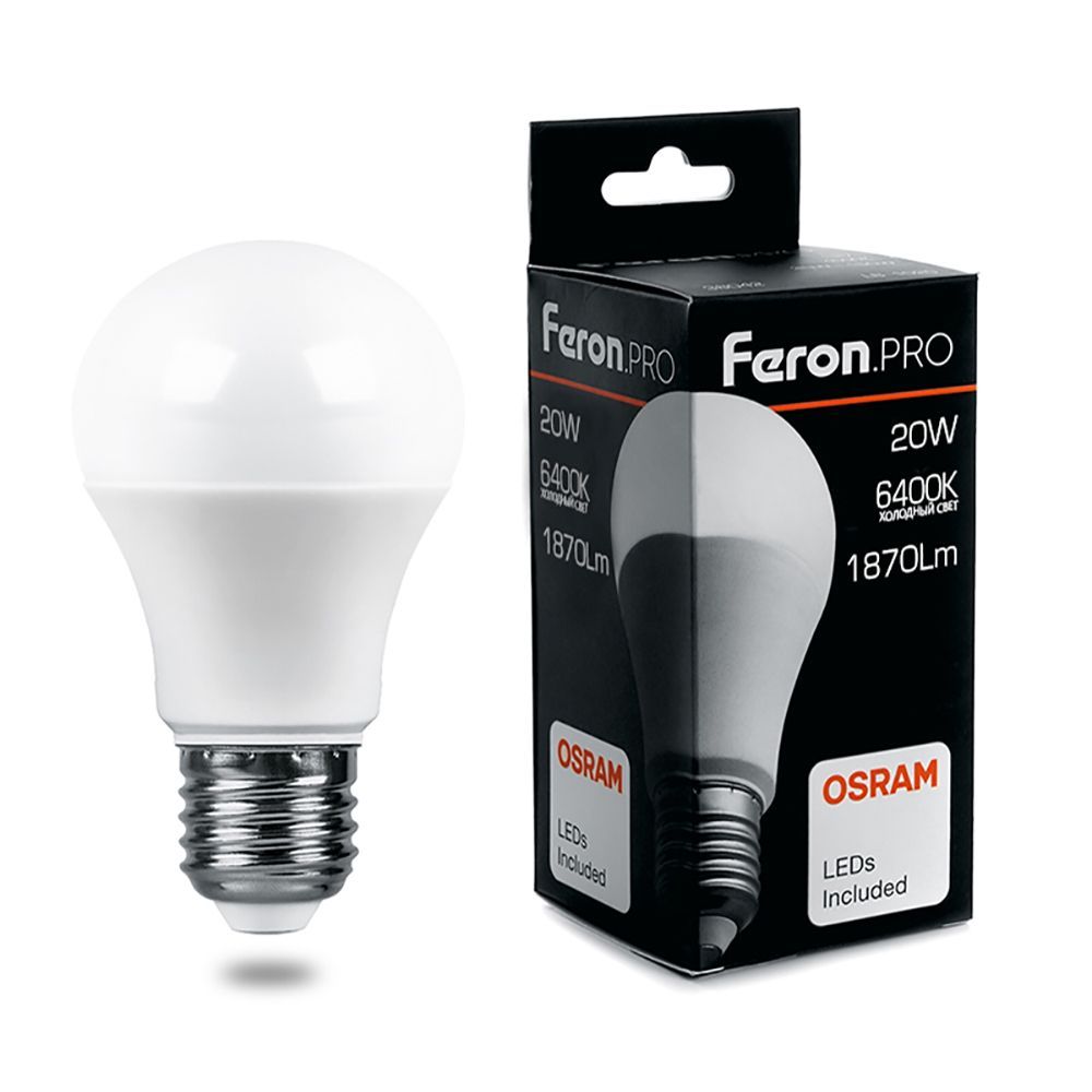 Лампа светодиодная Feron E27 20W 6400K Матовая LB-1020 38043