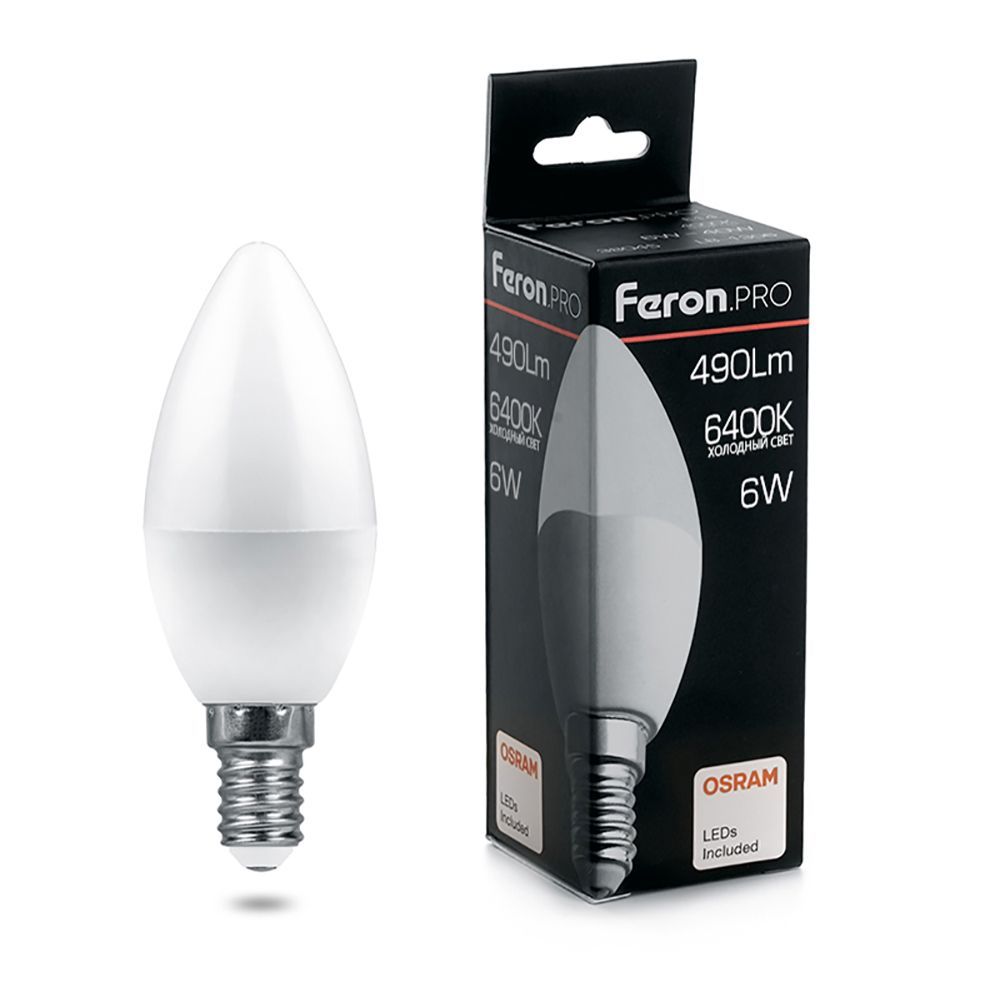 Лампа светодиодная Feron E14 6W 6400K Матовая LB-1306 38046
