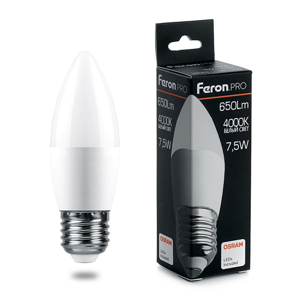 Лампа светодиодная Feron E27 7,5W 4000K Матовая LB-1307 38057