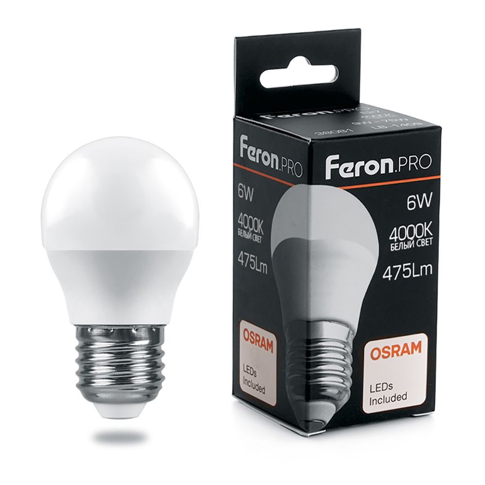 Лампа светодиодная Feron E27 6W 4000K Матовая LB-1406 38069