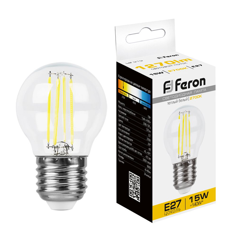Лампа светодиодная Feron LB-515 Шарик E27 15W 2700K 38252