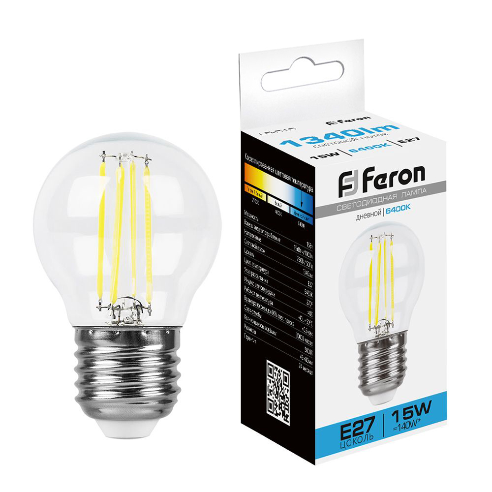 Лампа светодиодная Feron LB-515 Шарик E27 15W 6400K 38254