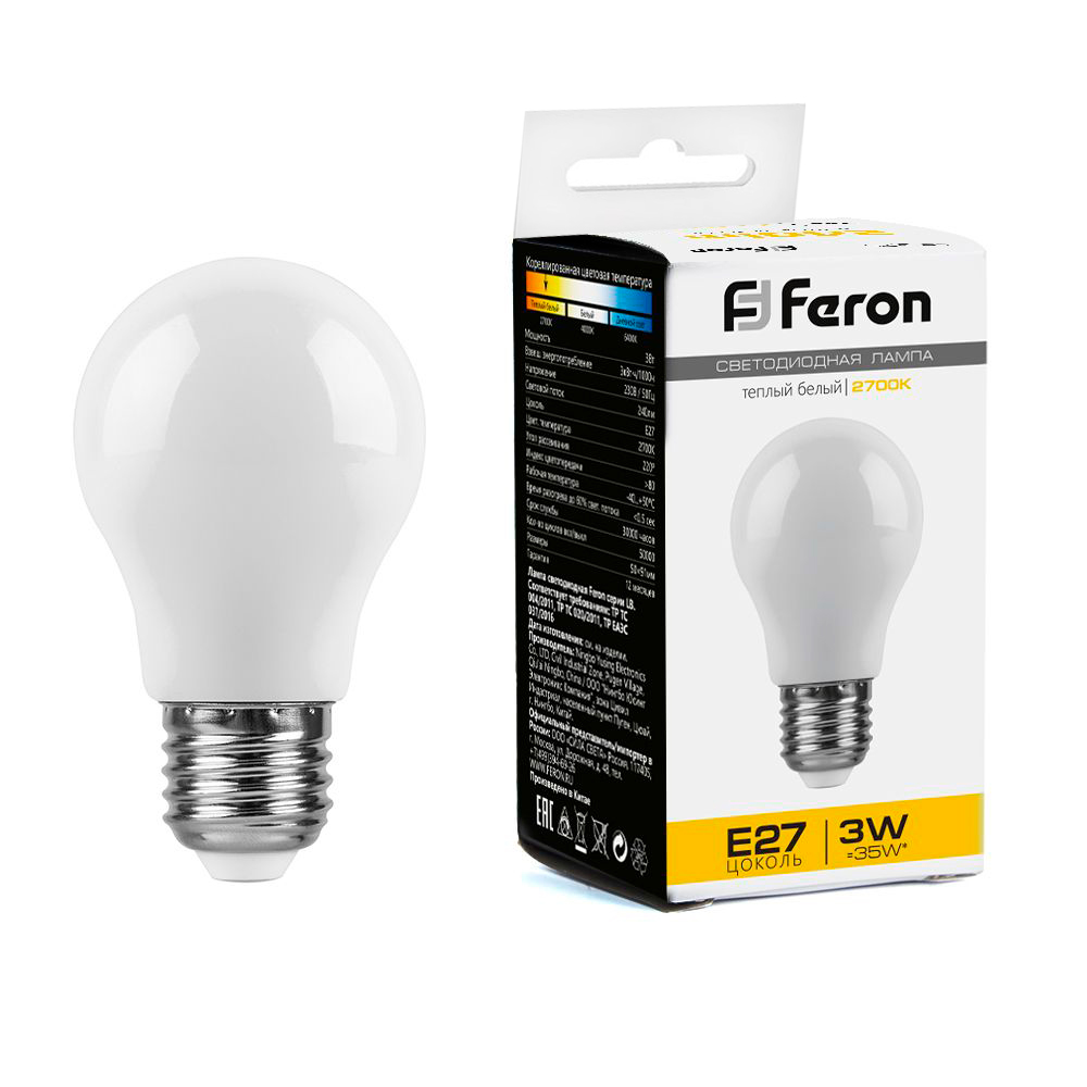 Лампа светодиодная Feron E27 3W матовая LB-375 38266