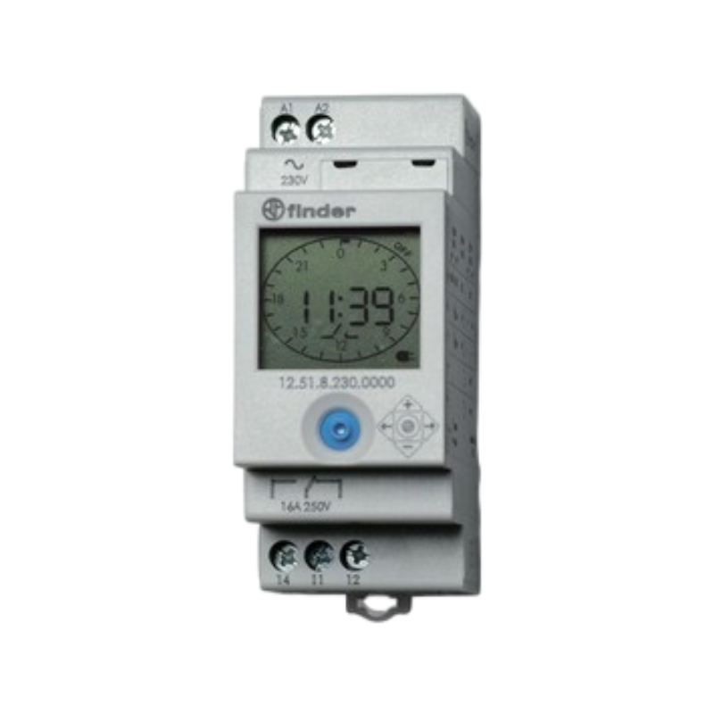 Реле времени цифровое суточное/недельное FINDER 12 16А 110…230В AC/DC 1CO 35мм IP20 монтаж на рейку 35мм купить с доставкой по РФ