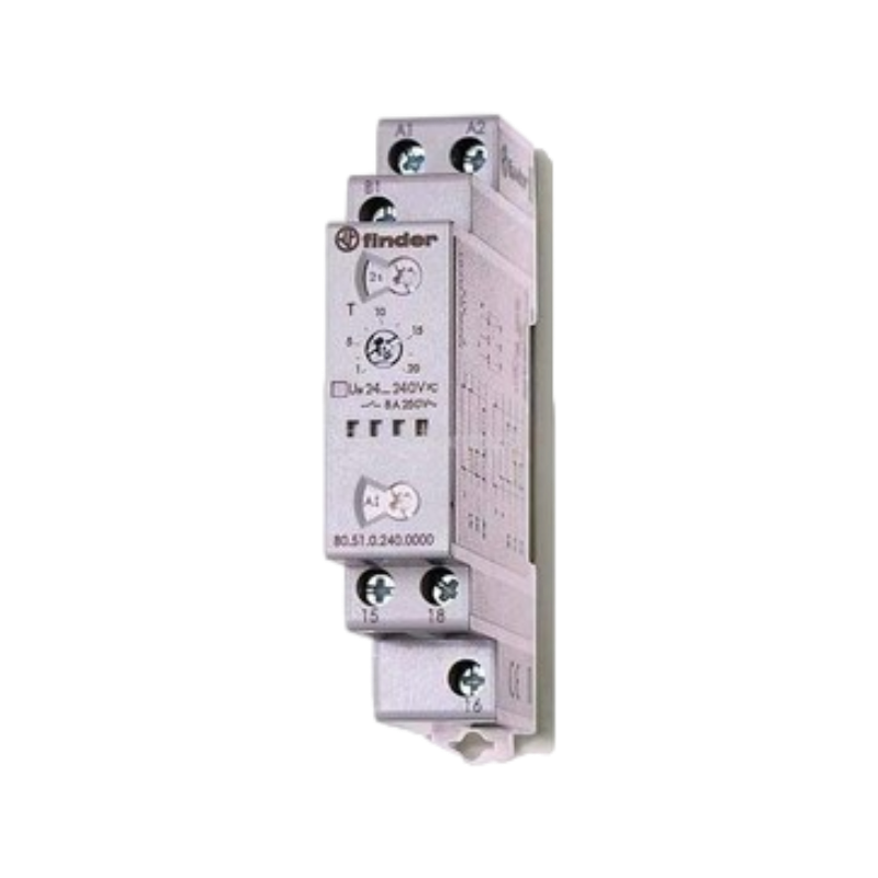 Таймер модульный мультифункциональный FINDER 80 (AI DI SW BE CE DE) 24…240В AC/DC 1CO 8А 17.5мм регулировка времени 0.1с…24ч IP20 купить с доставкой по РФ