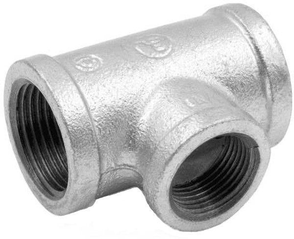 Тройник чугун переходной оцинкованный Ду20х15 (3/4"х1/2") м/м