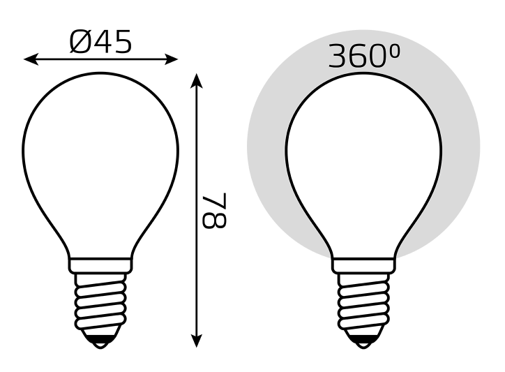Лампа светодиодная Gauss Black LED Filament Шар OPAL E14 5W 420lm 2700K купить по цене 472 руб.