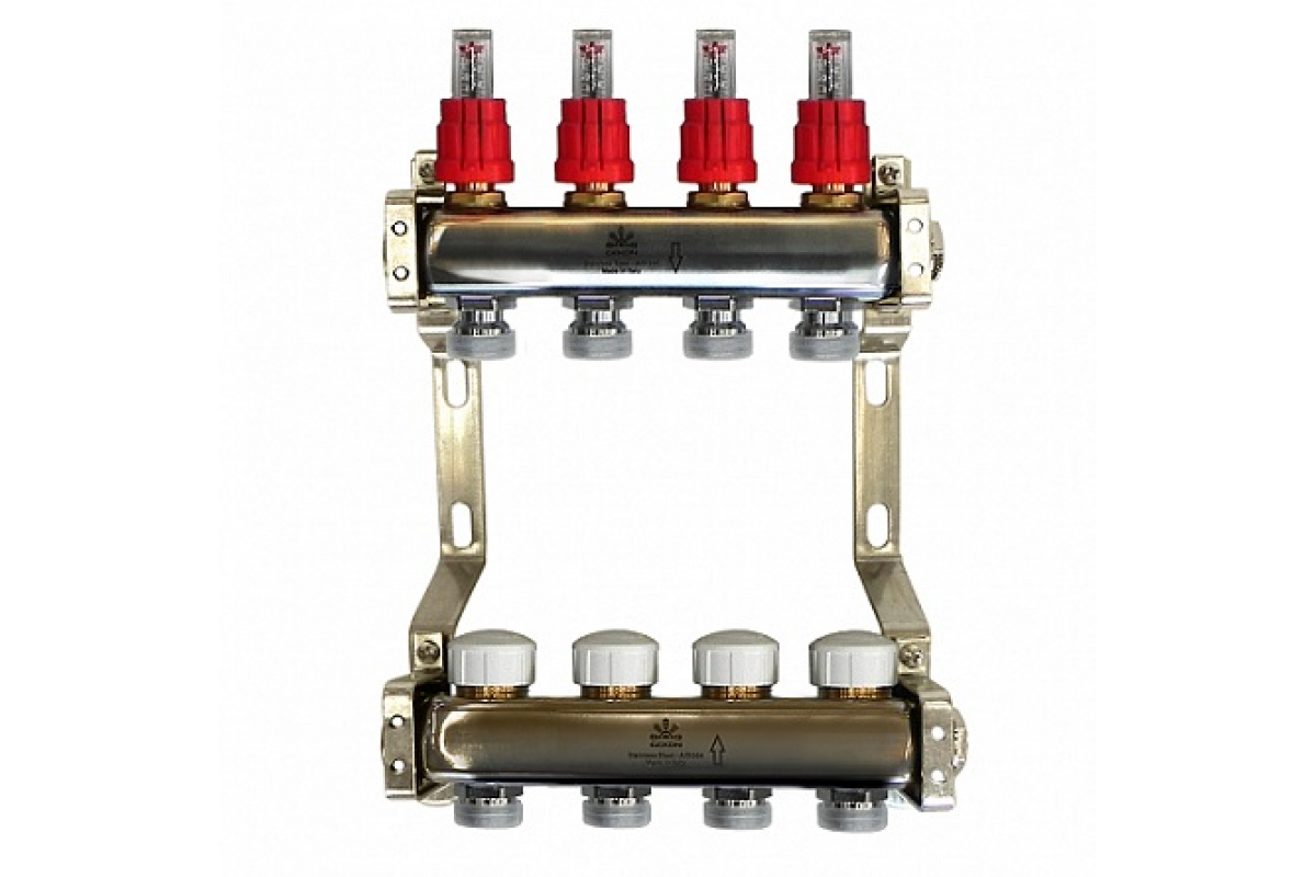 Коллекторный блок Gekon для теплого пола 1"x3/4"EU отверстий-4