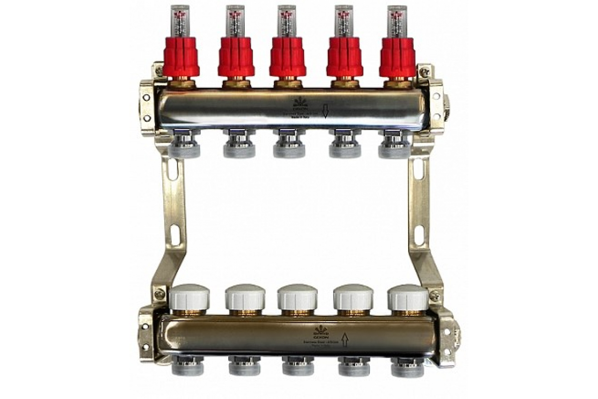 Коллекторный блок для теплого пола 1"x3/4"EU отверстий-5