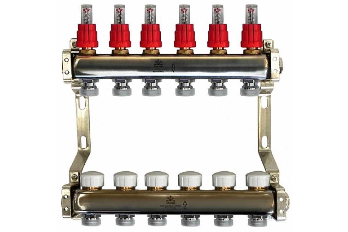 Коллекторный блок Gekon для теплого пола 1"x3/4"EU отверстий-6