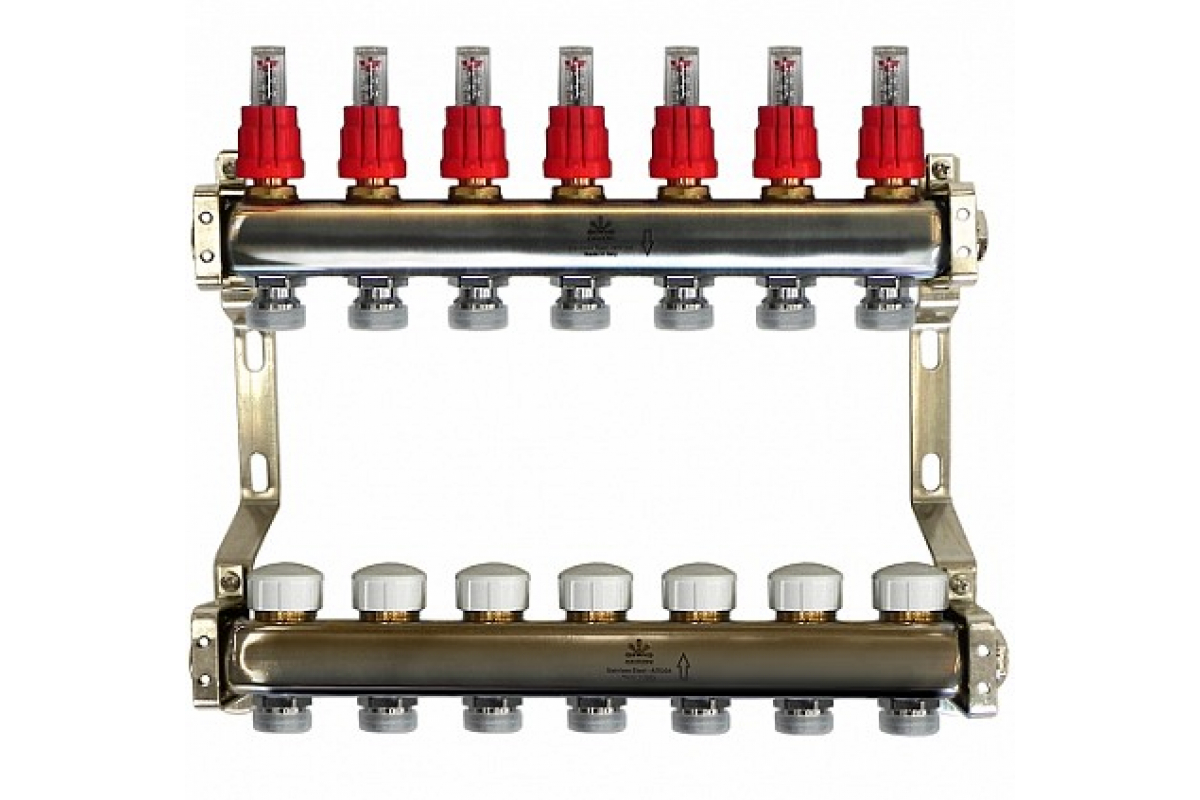 Коллекторный блок Gekon для теплого пола 1"x3/4"EU отверстий-7