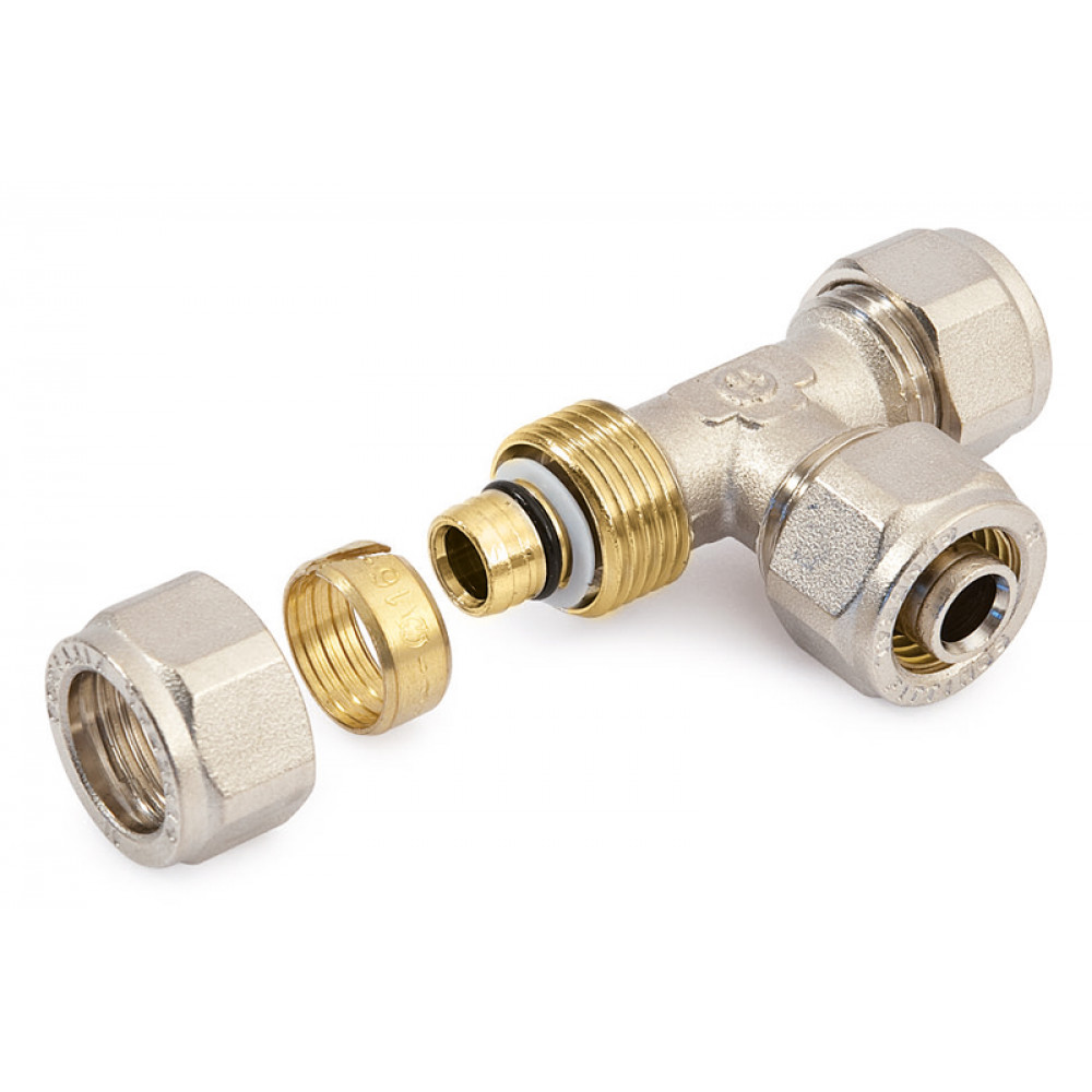 Тройник 16-16-16, General Fittings 5T00, 10, пресс-пресс, латунь