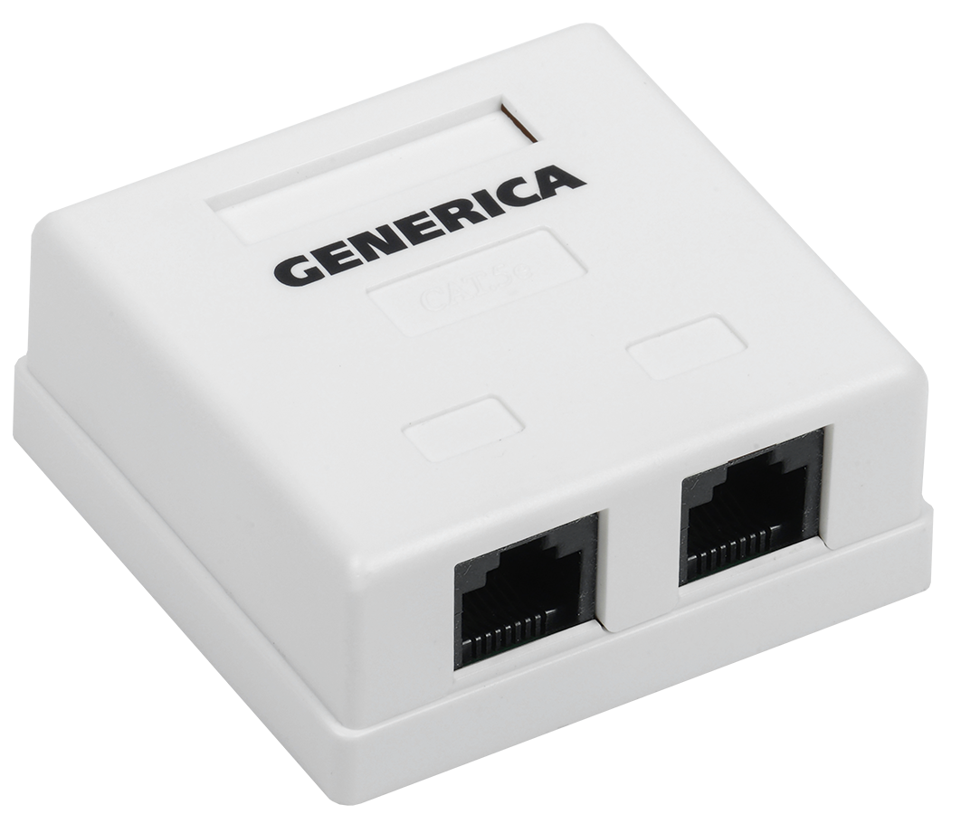 Розетка компьютерная GENERICA 2-м ОП RJ45 кат.5E UTP CS2-1C5EU-22-G