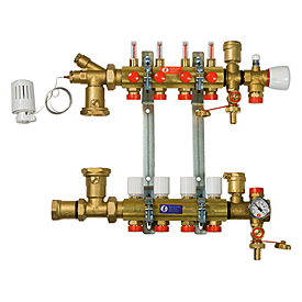 Коллекторная группа с расходомерами Giacomini R557F, 7 выходов 3/4" НР (евроконус)