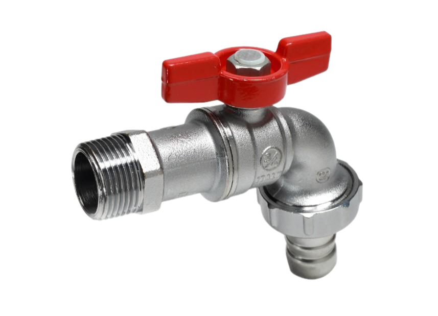 Кран шаровой R620 1/2" Н ручка-бабочка красная, хромированный Giacomini