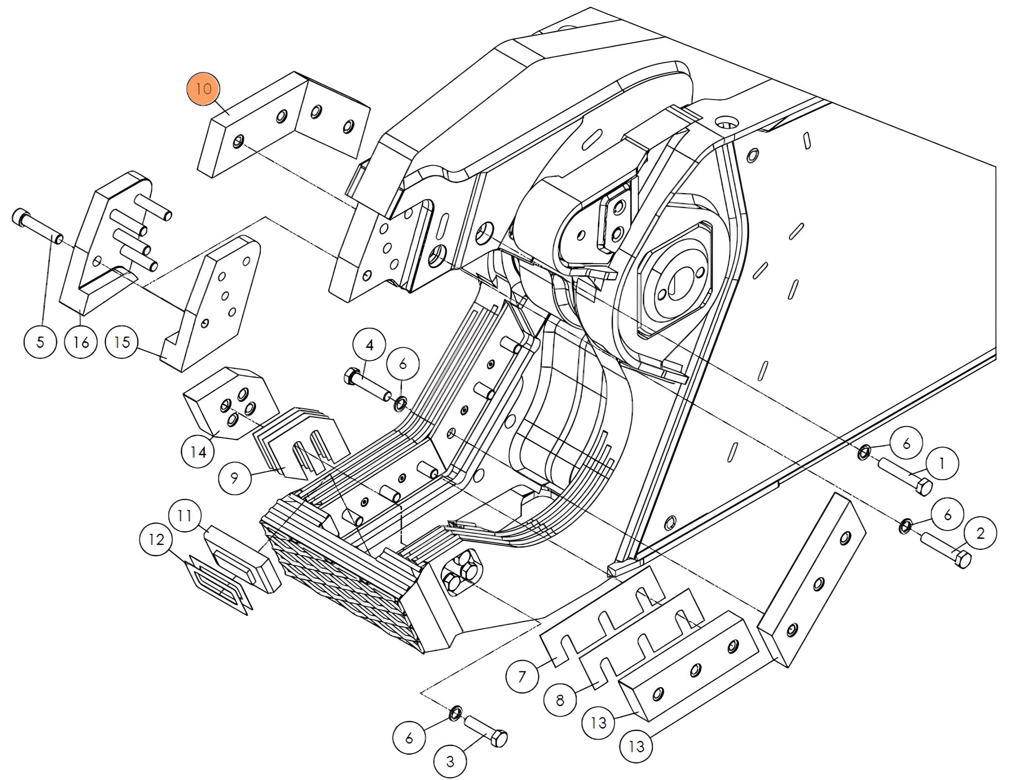 Нож подвижный (левый) SH310-56 на гидроножницы Delta SH310R (аналог)