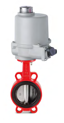 Затвор дисковый поворотный GROSS красный,  DN100 PN16, корпус чугун, диск хром. чугун, жаростойкий ЭПДМ, эл. привод (380В) купить с доставкой по РФ