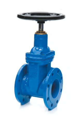 Задвижка фланцевая (короткая) клиновая GROSS DN250 PN16, чугун GGG50, штурвал. купить с доставкой по РФ