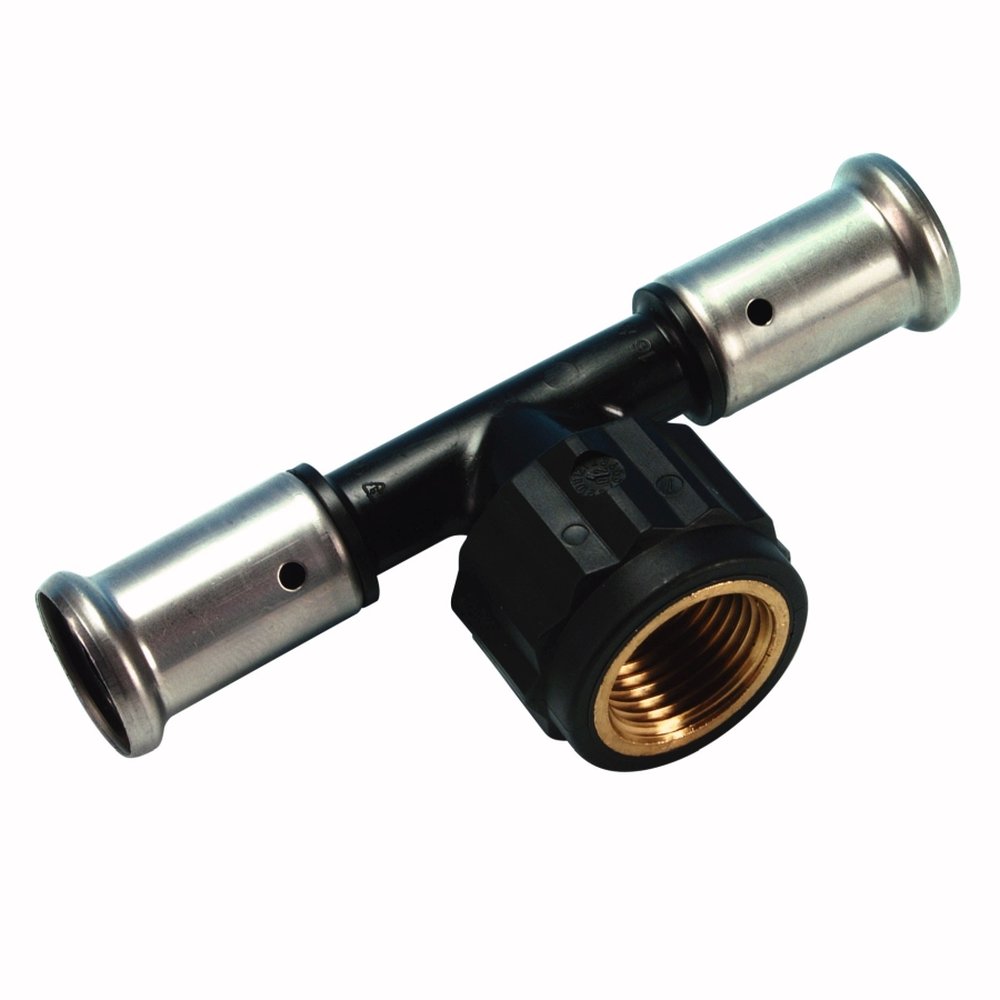 Тройник Henco ВР c черной заглушкой BP04 1/2" ПВДФ пресс 20x1/2"x20