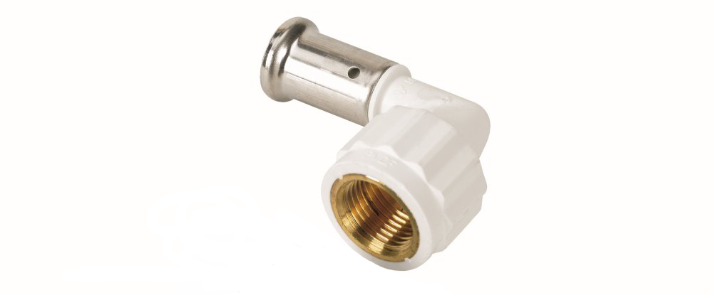 Угольник Henco 90° 32-1" PKW 6 пресс-резьба вн. PVDF