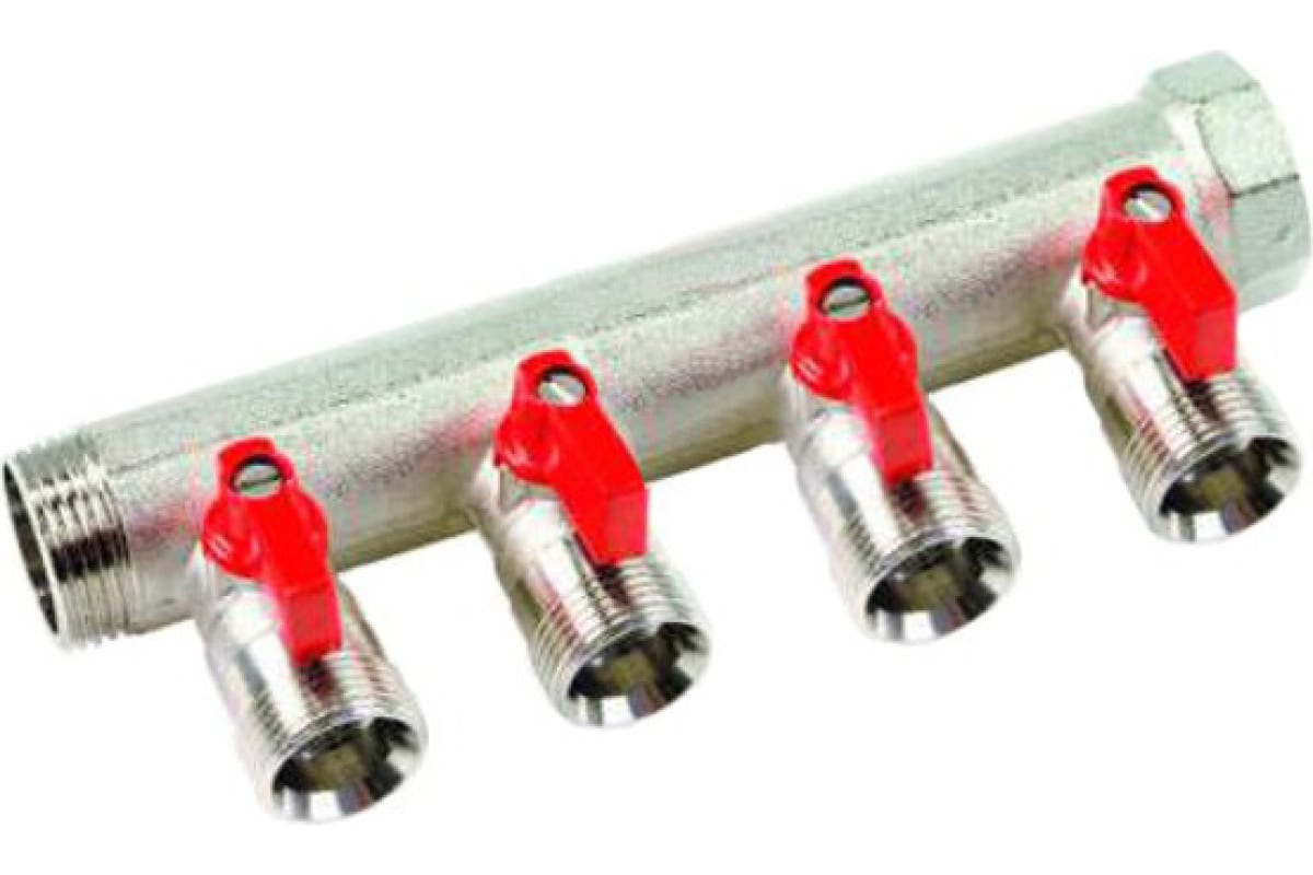 Коллектор Henco с шаровыми кранами под евроконус VB060504-ROOD