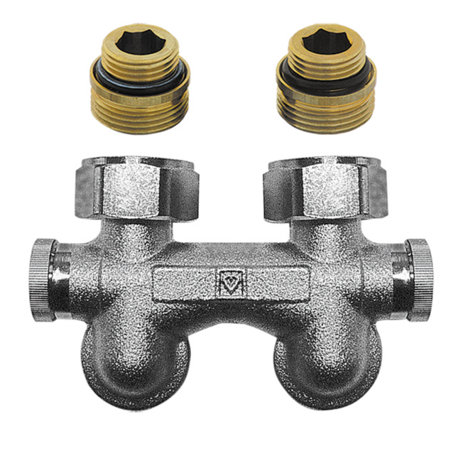 Узел подключения Herz 3000  угловой Rp 1/2"х G3/4" фикс байпас
