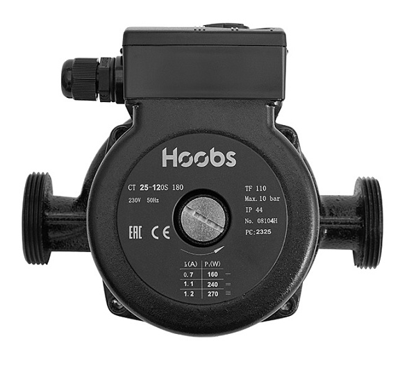 Насос циркуляционный Hoobs CT 25-120S 180мм 270Вт 1x230В 50Гц (с гайками, чугун)