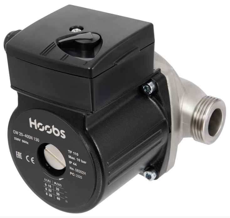 Насос циркуляционный Hoobs CW 20-40SN 130мм 65Вт 1x230В 50Гц (корпус нерж.сталь) (с гайками, латунь)