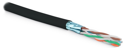 Кабель витая пара экранир. Hyperline LSZH UFTP4-C6-SOLID-OUTDOOR-LSZH-BK-500 (500м) FTP (F/UTP) кат.6 4 пары 23 AWG ОЖ solid для внешн. прокладки черн. купить с доставкой по РФ