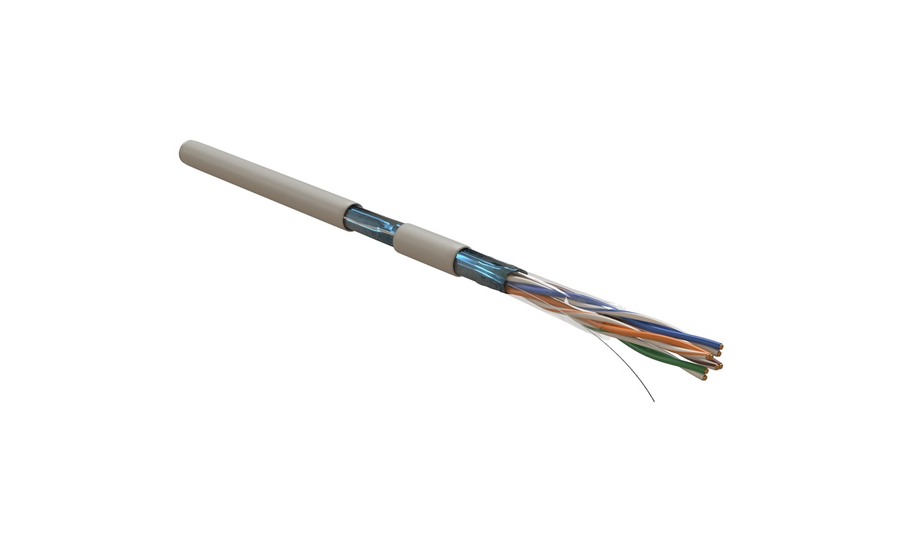 Кабель витая пара Hyperline FUTP4-C5E-S24-IN-PVC-GY-305 F/UTP кат.5E 4х2х0.51мм 24AWG solid PVC сер. (м) купить с доставкой по РФ