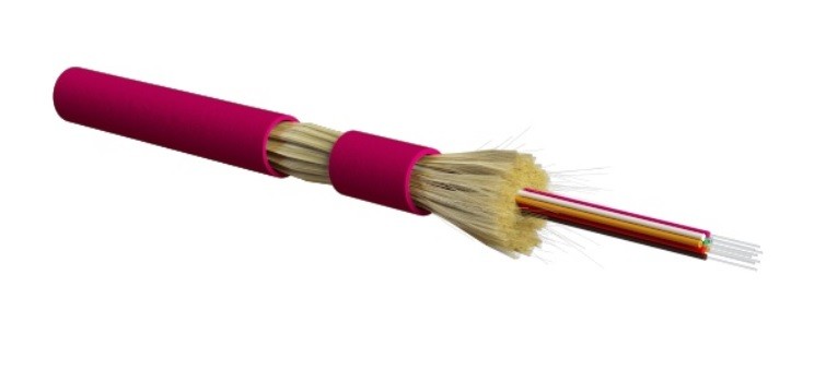 Кабель Hyperline FO-DT-IN-504-2-HFLTx-MG волоконно-оптический 50/125 (OM4) многомодовый, 2 волокна, плотное буферное покрытие (tight buffer), для внутренней прокладки, HFLTx, –40°C – +70°C, маджента купить с доставкой по РФ