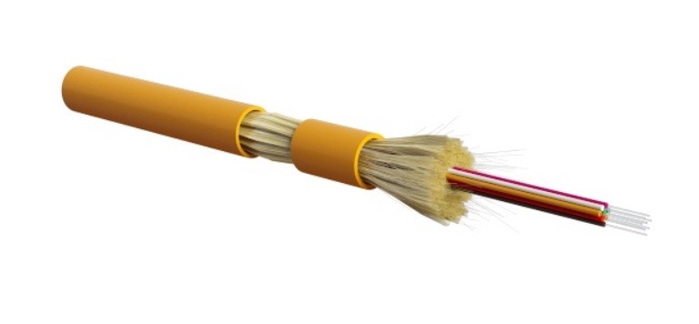 Кабель Hyperline FO-DT-IN-62-24-HFLTx-OR волоконно-оптический 62.5/125 (OM1) многомодовый  для внутренней прокладки, HFLTx, –40°C – +70°C, оранжевый купить с доставкой по РФ