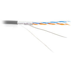 Hyperline FUTP2-C5-S24-IN-LSZH-GY-500 (500 м) Кабель витая пара, экранированная F/UTP, категория 5, 2 пары (24 AWG), одножильный (solid), экран - фольга, LSZH, нг(A)-HF, -40°C - +60°C, серый купить с доставкой по РФ