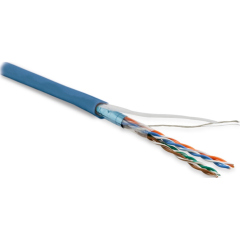 Hyperline FUTP4-C5E-P26-IN-LSZH-BL-100 (100 м) Кабель витая пара, экранированная F/UTP, категория 5e, 4 пары (26 AWG), многожильный (patch), экран - фольга, LSZH, нг(А)-HF, –20°C – +75°C, синий купить с доставкой по РФ