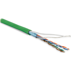 Hyperline FUTP4-C5E-P26-IN-LSZH-GN-100 (100 м) Кабель витая пара, экранированная F/UTP, категория 5e, 4 пары (26 AWG), многожильный (patch), экран - фольга, LSZH, нг(А)-HF, –20°C – +75°C, зеленый купить с доставкой по РФ