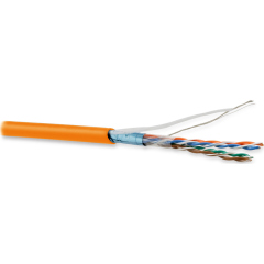 Hyperline FUTP4-C5E-P26-IN-LSZH-OR-305 (305 м) Кабель витая пара, экранированная F/UTP, категория 5e, 4 пары (26 AWG), многожильный (patch), экран - фольга, LSZH, нг(А)-HF, –20°C– +75°C, оранжевый купить с доставкой по РФ