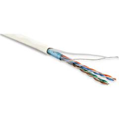 Hyperline FUTP4-C5E-P26-IN-LSZH-WH-305 (305 м) Кабель витая пара, экранированная F/UTP, категория 5e, 4 пары (26 AWG), многожильный (patch), экран - фольга, LSZH, нг(А)-HF, –20°C – +75°C, белый купить с доставкой по РФ