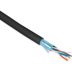 Hyperline FUTP4-C5E-P26-IN-PVC-BK-305 (305 м) Кабель витая пара, экранированная F/UTP, категории 5e, 4 пары (26 AWG), многожильный (patch), экран - фольга, PVC, –20°C – +75°C, черный купить с доставкой по РФ