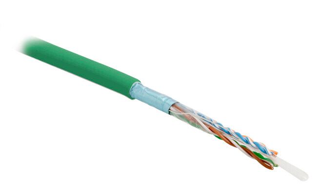 Hyperline FUTP4-C5E-S24-IN-LSLTX-GN-305 (305 м) Кабель витая пара F/UTP, категория 5e, 4 пары (24 AWG), одножильный (solid), экран - фольга, нг(А)-LSLTx, внутренний, зеленый купить с доставкой по РФ