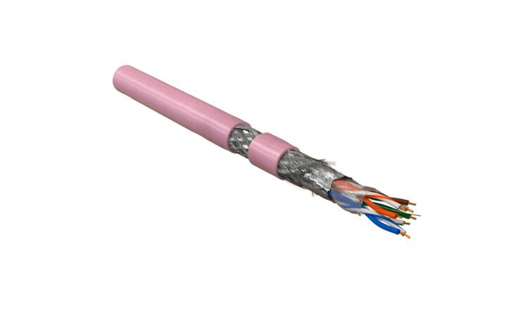 Hyperline FUTP4-C5E-S24-IN-LSLTX-PK-305 (305 м) Кабель витая пара F/UTP, категория 5e, 4 пары (24 AWG), одножильный (solid), экран - фольга, нг(А)-LSLTx, внутренний, розовый купить с доставкой по РФ