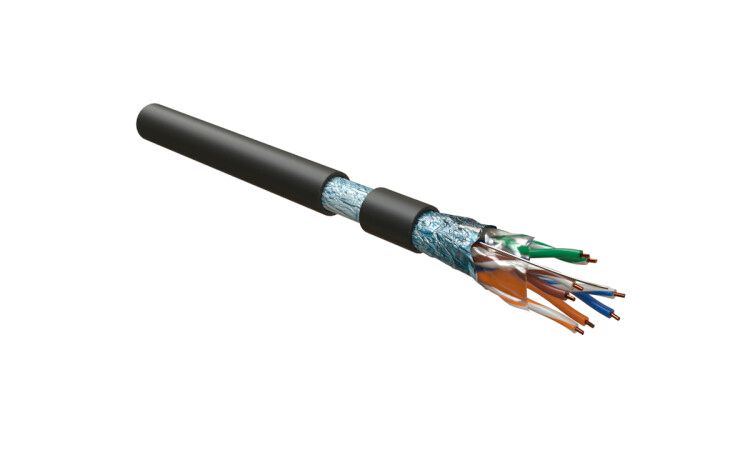 Hyperline FUTP4-C5E-S24-IN-LSZH-BK-305 (305 м) Кабель витая пара F/UTP, категория 5e, 4 пары (24 AWG), одножильный(solid), экран - фольга, LSZH, нг(А)-HF, –20°C – +75°C, черный купить с доставкой по РФ