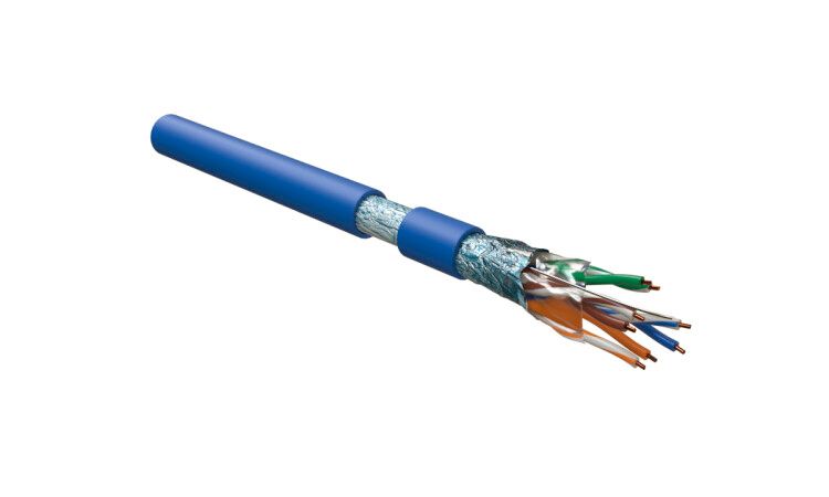 Hyperline FUTP4-C5E-S24-IN-LSZH-BL-305 (305 м) Кабель витая пара F/UTP, категория 5e, 4 пары (24 AWG), одножильный(solid), экран - фольга, LSZH, нг(А)-HF, –20°C – +75°C, синий купить с доставкой по РФ