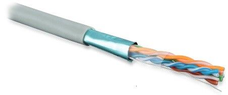 Hyperline FUTP4-C5E-S24-IN-LSZH-GY-305 (305 м) Кабель витая пара F/UTP, категория 5e, 4 пары (24 AWG), одножильный (solid), экран - фольга, LSZH, нг(А)-HF, –20°C – +75°C, серый купить с доставкой по РФ