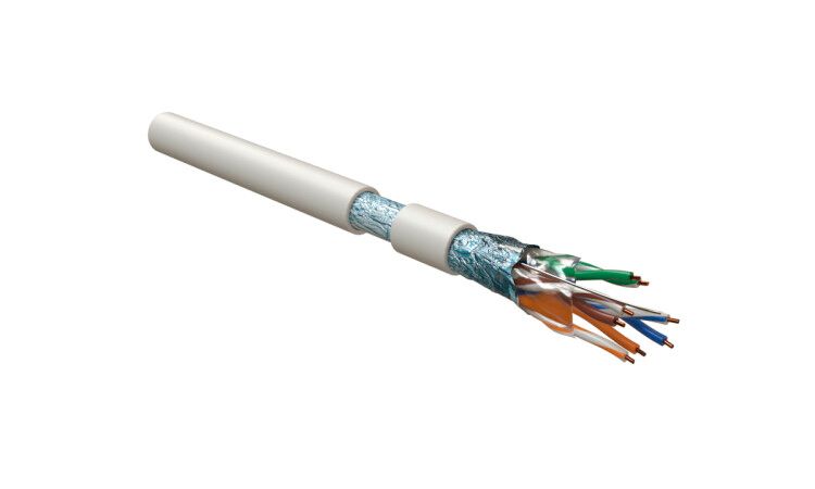 Hyperline FUTP4-C5E-S24-IN-LSZH-WH-305 (305 м) Кабель витая пара F/UTP, категория 5e, 4 пары (24 AWG), одножильный(solid), экран - фольга, LSZH, нг(А)-HF, –20°C – +75°C, белый купить с доставкой по РФ