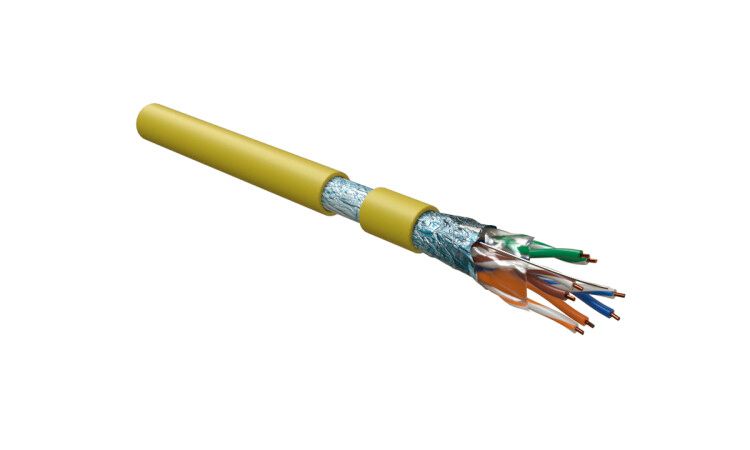 Hyperline FUTP4-C5E-S24-IN-LSZH-YL-305 (305 м) Кабель витая пара F/UTP, категория 5e, 4 пары (24 AWG), одножильный(solid), экран - фольга, LSZH, нг(А)-HF, –20°C – +75°C, желтый купить с доставкой по РФ